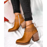 Botas Mujer Corta Botineta Taco Plataforma Tachas Moda