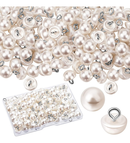100 Botones De Perlas De Imitacin De 0.394in Con Vstago De C