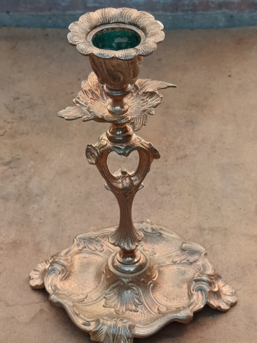 Candelabro Vintage Dorado Al Fuego Antiguo 20 Cmts.alto