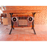 Mesa Para Banquetas Jeep. Parilla Original, Tapa De Madera 