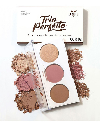 Paleta Trio Contorno, Blush E Iluminador Dride Cor 02