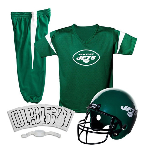 Uniforme Casco Jersey Disfraz Nfl New York Jets Para Niños