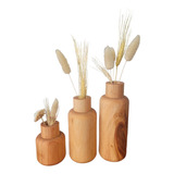 Set Floreros Nórdicos X3 De Madera Artesanal Estilo Botella