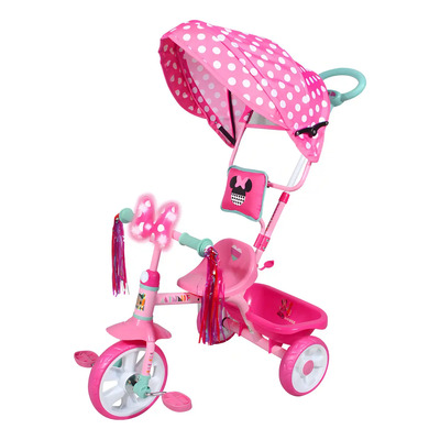 Apache Triciclo Minnie Con Toldo Barra De Empuje Y Bolsita Color Rosa Chicle | Meses sin interés