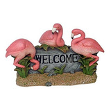 Diseño Toscano Pink Flamingo Bienvenido Estatua Multicolor
