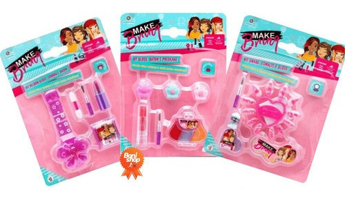 Kit Maquiagem Infantil Kids Make Brinq Unha Gloss Sombra