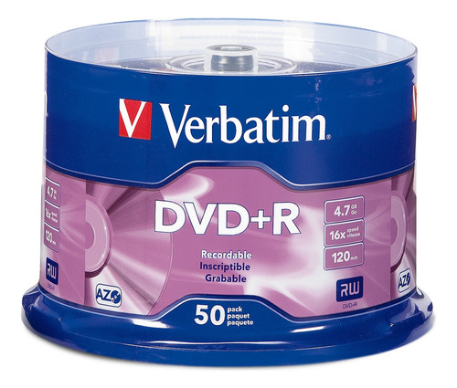 Disco Virgen Dvd-r Verbatim 120min 16x 4.7gb Torre 50 Piezas