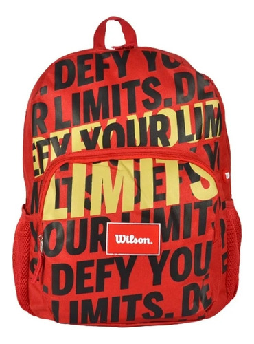 Mochila Urbana Wilson Escolar Deportes Impermeable Color Rojo Diseño De La Tela Estampado