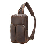 Polare Vintage Full Grain Leather Sling Bag Para Hombres Mul