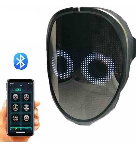 Máscara Led Con Bluetooth Rgb Para Fiesta De Halloween