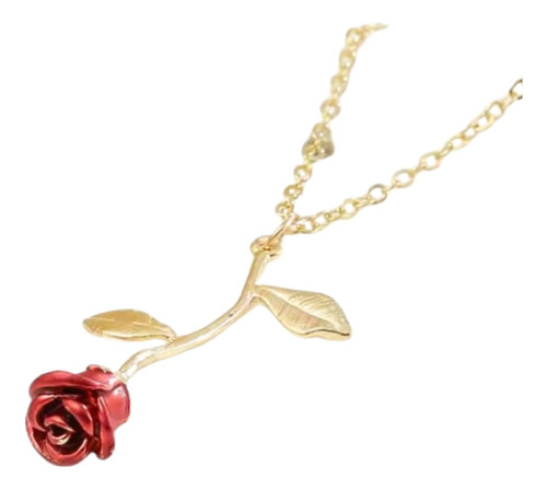 Collar M S Flor De Rosa Dorado Bellisimo Mujer