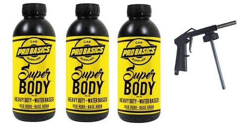 3 Lts Super Body Negro Base Agua + Pistola Aplicacion Oferta