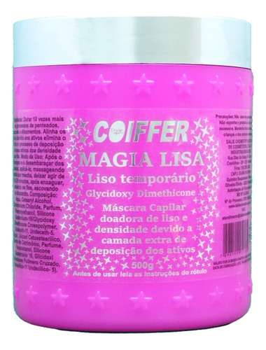 Máscara Magia Lisa Hidratação E Liso Temporario Coiffer 500g