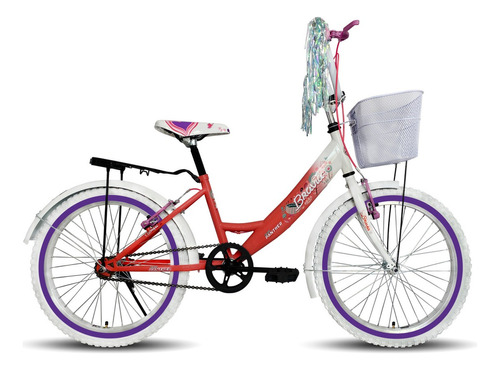 Bicicleta Infantil Equipada Bravia Rodada 20 Para Niña Color Salmón