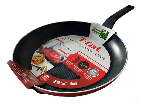 Tefal Sarten T-fal Aluminio Antiadherente 30cm Teflon Color Rojo