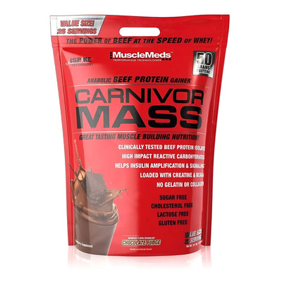 Proteína en Polvo MuscleMeds Carnivor Mass Chocolate Fudge 4.53kg Sin Lactosa | MercadoLibre