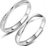 Par Anillos Plata 925 Ajustable Promesa Pareja Matrimonio