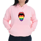 Blusa Moletom Feminina Canguru Lingua Lgbt Arco Iris Moda