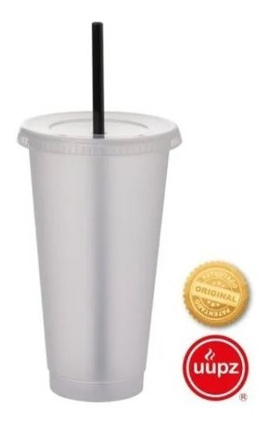 100 Vasos Reusables Con Popote 24 Oz Tipo Star Transparente