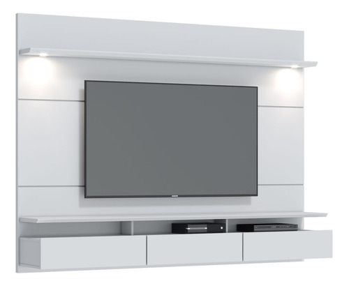 Rack C/ Painel P/ Tv Lcd Led Suspenso Branco 1.8 Até 52 Pole