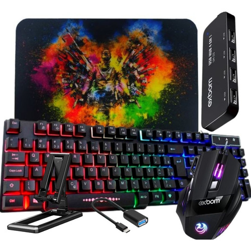 Kit Gamer Mobilador Teclado Mouse P/ Celular Free Fire Cod