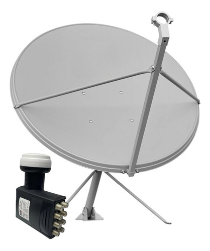 Antena Parabólica Digital Chapa 90cm Banda Ku + Lnbf Octuplo