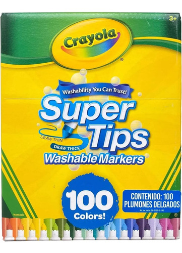 100 Plumones Crayola Supertips Lavables 