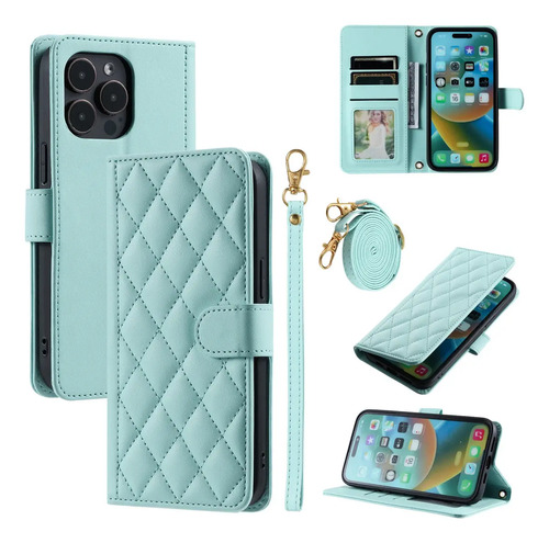 Funda De Piel Tipo Cartera Crossbody Cards Solt For iPhone