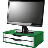 Suporte Monitor Mesa Mdf Verde 2 Gavetas Brancas Souza 3353