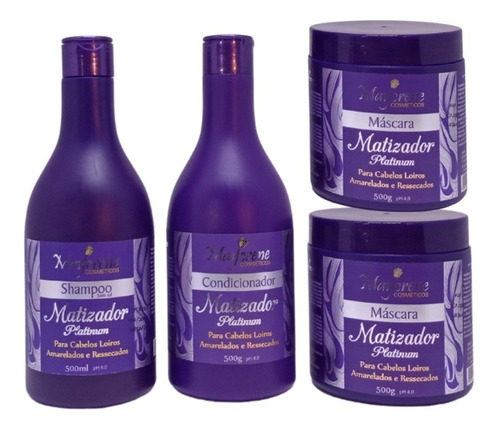 Kits Matizador Platinum Maycrene - Sh + Cond + 2 Mascaras
