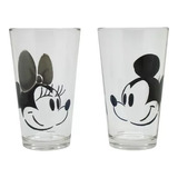 Set 2 Vasos Vidrio Minnie Mickey Mouse Disney 475mlcoleccion