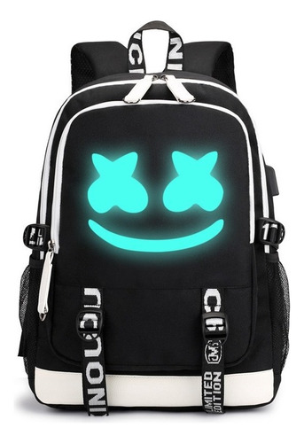 Mochila Dj Marshmello Funda De Carga Usb De Tela De Vaca