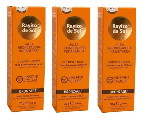 Rayito De Sol Jalea Bronceadora Instantánea Bronzage 70g X3