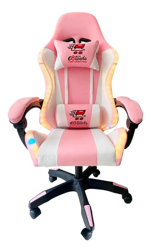 Silla Gamer Con Parlantes Bluetooth + Led Rosado