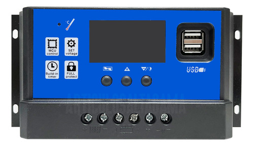 Controlador De Carga Regulador Solar 60a Pwm Doble Usb Lcd