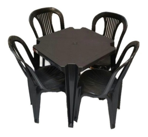 Conjunto Mesa E 4 Cadeiras Bistro Antares Preto Kit 05 Jogo