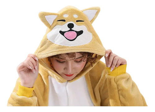 Pijama Cachorro Shiba Inu Adulto Kigurumi Macacão Fantasia