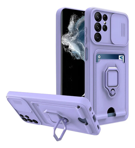 Funda Para Samsung Anillo Protector Cámaras Tarjetero + Mica