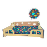 Cama Caminha Sofá Casa Pet Cachorro Gato Mdf + Almofada 