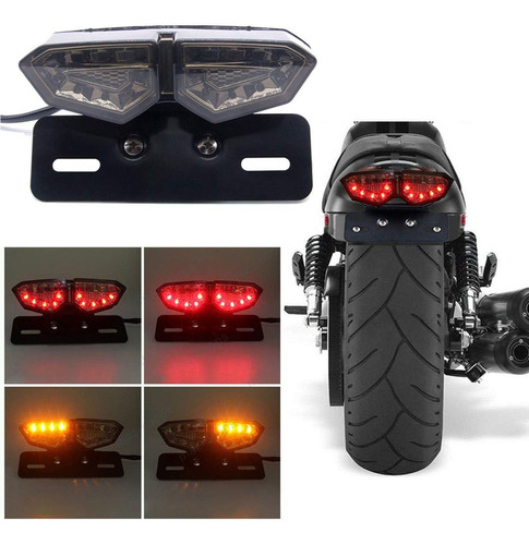 Led Stop Direcciobales Porta Placa Motocicleta Universal