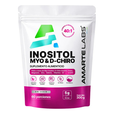 Amarte Labs Inositol Myo + D-Chiro 40:1 4.2g Sin Sabor | Fórmula Más Completa para SOP y Balance Hormonal | Con Magnesio, Zinc, CoQ10 y Vit D3 | 60 Porciones | Meses sin interés