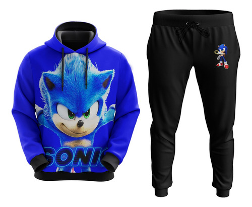 Conjunto De Moletom Sublimado Super Sonic Azul Top Novidades