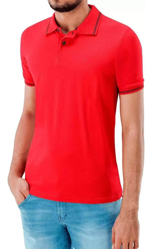 Camisa Polo Manga Curta Masculina Slim Ogochi Vermelha