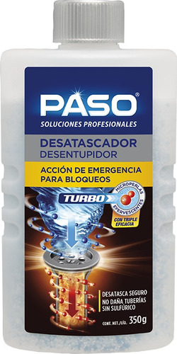 Limpia Tuberías Y Desagües Desatascador Turbo Paso 350gr