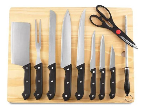 Set Profesional De Cuchillos Chef Tabla De Picar 11 Piezas