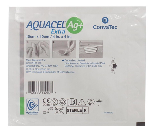 Aposito Parche Hidrofibra Aquacel Ag+ Extra 10x10 - Convatec