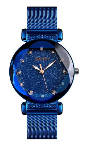 Reloj Skmei 9188 Azul Mujer Elegante Femenino Acero Inox