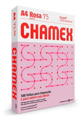 Papel Sulfite Rosa Resma A4 500 Fls Chamex 75g Impressão