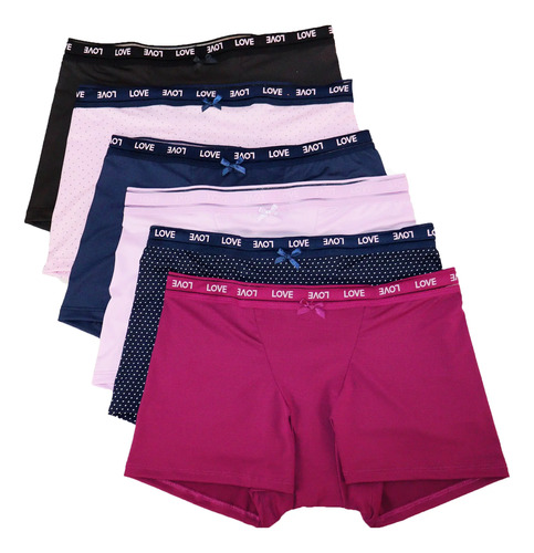 Pack 6 Bóxer Deportivo Mujer Con Elástico Fresco Colores