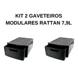 Kit Organizador 2 Gaveteiros Modular Rattan 7,9l